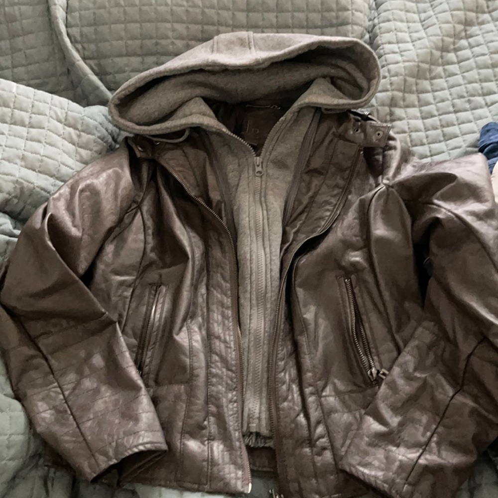 J2 Grey faux leather jacket. Size medium.
